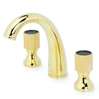 Смеситель для раковины Boheme на 3 отверстия ROYAL CRYSTAL BLACK, Комплект золото