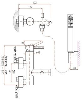 Смеситель для ванны Rav Slezak Seina SE954.5/1 хром