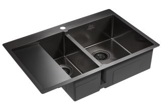 Мойка кухонная Paulmark Union PM537851-GMR правая воронёная сталь