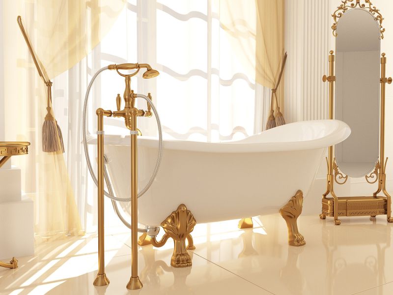 Ванна из искусственного камня AquaStone Скарлет 170x80см ножки бронза