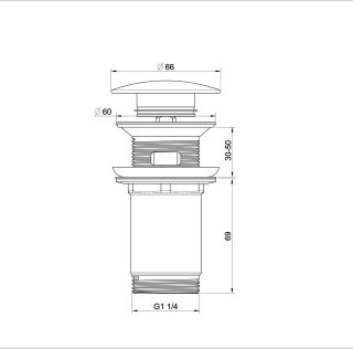 Донный клапан для раковины Wonzon & Woghand WW-88SS09-MW с переливом белый матовый