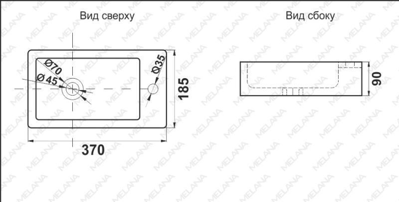 Накладная раковина Melana 7782-805 36см белый