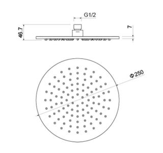 Верхний душ Aquatek AQ2077BG 25 см шлифованное золото