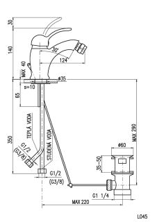 Смеситель для биде Rav Slezak Labe L045.5KCMATZ черный золото