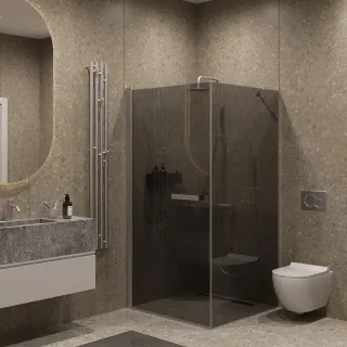 Душевой уголок на монопетле  by Deonria U-100-100-8-G-H 100x100см хром матовый/графит