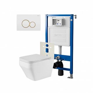 Комплект унитаза с инсталляцией Point Элемент PN48219WG с сиденьем Микролифт