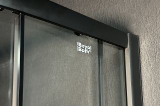 Душевой уголок Royal Bath RB90HK-T-BL-Practic с поддоном 90x90см чёрный профиль/прозрачное стекло