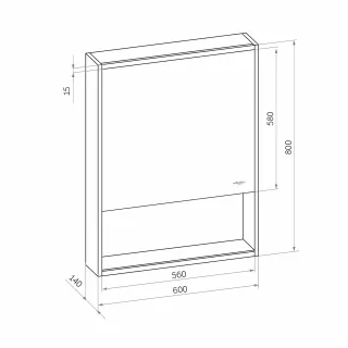 Зеркало-шкаф Reflexion Box Black 60 RF2421BL с подсветкой 60х80