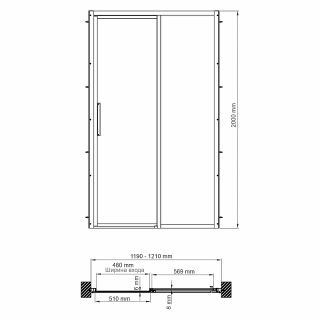 Душевая дверь WasserKRAFT Lopau 120 32S05R профиль Хром стекло прозрачное