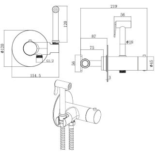 Гигиенический душ со смесителем Allen Brau Thermo rund 5.60001-31 с термостатом Черный матовый