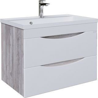 Тумба подвесная под раковину Grossman Талис 108014 80см бетон пайн/белый глянец