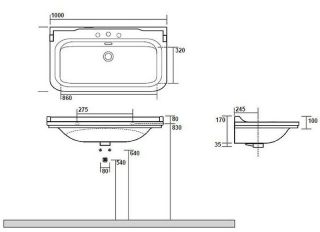 Раковина Kerasan Waldorf  4142K1bi/cr*3 Белая 100 см