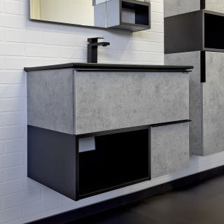 Тумба с раковиной Comforty Франкфурт 00-00011082 75 см Бетон светлый