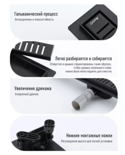 Душевой лоток Gappo G88007-56 80 см чёрный