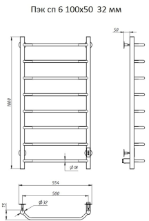 Электрический полотенцесушитель Тругор Пэк сп 6 100x50см хром Пэксп6/1005032