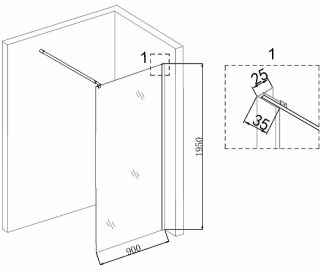 Душевая перегородка Niagara NG-683-90BLACK 90см чёрный/прозрачное