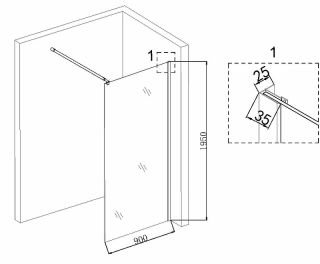 Душевая перегородка Niagara NG-687-90BLACK 90см чёрный/прозрачное