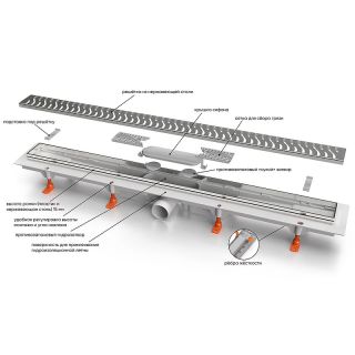 Душевой лоток Veconi Harmony S 850 V850HS с решеткой Сатин