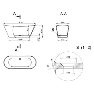 Ванна отдельностоящая Holbi Afina 161x66см белый матовый 1.01.004.11.1
