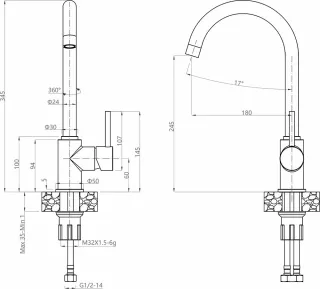 Смеситель для кухни GranFest  3650 серый
