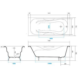 Чугунная ванна Aquatek Гамма 150x75 AQ8050F-00 без антискользящего покрытия