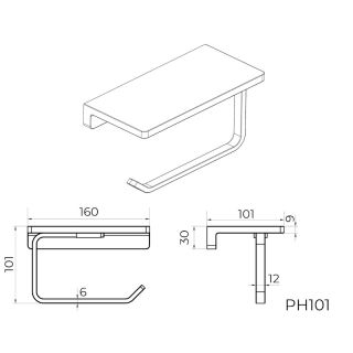 Держатель для туалетной бумаги с полочкой Knotlor PH101RB, бронза