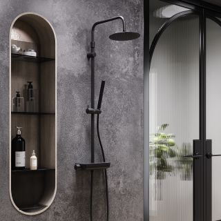 Душевая стойка Damixa Scandinavian Pure 936750300 с термостатом Черная матовая