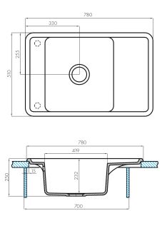 Мойка кухонная Акватон Беллис 78см кофе 1A725032BS280