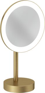 Зеркало косметическое Kludi Vela R 58995N0F с 3-х кратным увеличением и LED-подсветкой брашированное золото