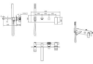 Встраиваемый смеситель для ванны Boheme Qubic 474-2-GM антрацит