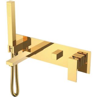 Встраиваемый смеситель для ванны Boheme Qubic 474-2-G золото