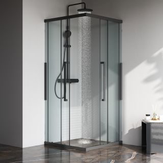Душевой уголок AM.PM Func W84G-403-9090-BТ 90х90 профиль черный матовый стекло прозрачное