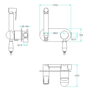 Гигиенический душ со смесителем Boheme Medici 424-SW бронза