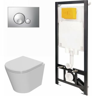 Комплект унитаза с инсталляцией Point Виктория 886914GBOO+PN41061 с сиденьем Микролифт