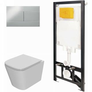 Комплект унитаза с инсталляцией Point Ника 886914SIOO+PN41081 с сиденьем Микролифт