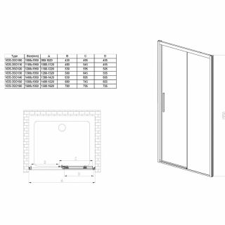 Душевая дверь Vincea Soft 110 VDS-3SO110CLB профиль Черный стекло прозрачное
