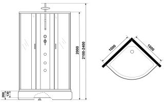 Душевая кабина Niagara NG-3502-14BKTG с гидромассажем 100x100см серебро/тонированное