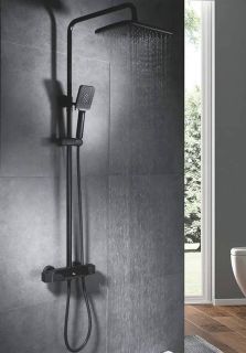 Душевая стойка Rose R3736H с термостатом чёрный матовый