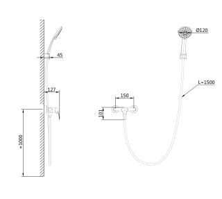 Смеситель для душа Wonzon & Woghand WW-4540-MB чёрный матовый