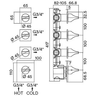 Встраиваемый смеситель для душа Bossini Apice Z035205.030 с термостатом хром