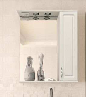 Зеркало-шкаф с подсветкой Style Line Олеандр ЛС-00000201 55см рельеф пастель