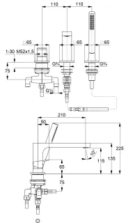 Смеситель на борт ванны Kludi Decus 54448N175 брашированная бронза