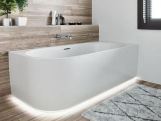 Акриловая ванна Riho Desire Corner Glossy Sparkle System LED Fall B088010005 L 184x84см с аэромассажем и подсветкой заполнение через перелив белый