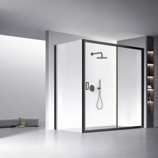 Боковая панель Veconi KP-13B, 900х1950 , черный, стекло прозрачное