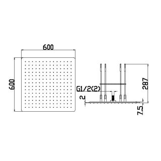 Потолочный душ Boheme 428-BR 2-х позиционный 60 см бронза