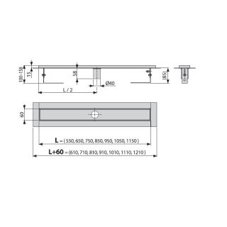 Душевой лоток AlcaPlast с порогами для перфорированной решетки без гидрозатвора 55см хром APZ2001-550