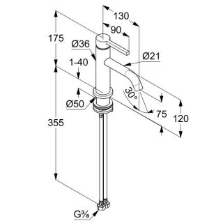 Смеситель для раковины Kludi Nova Fonte Pura 200283915 чёрный матовый