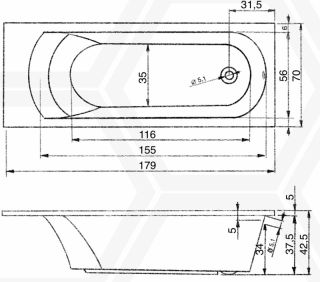 Акриловая ванна Aquanika Base A1018070022 180x70 см белый