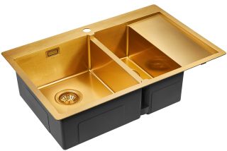 Мойка кухонная Paulmark Union PM537851-BGL левая брашированное золото
