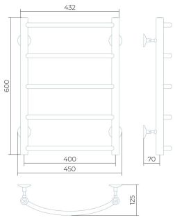 Водяной полотенцесушитель Larusso Классик П5 40x60см хром 4670078535160